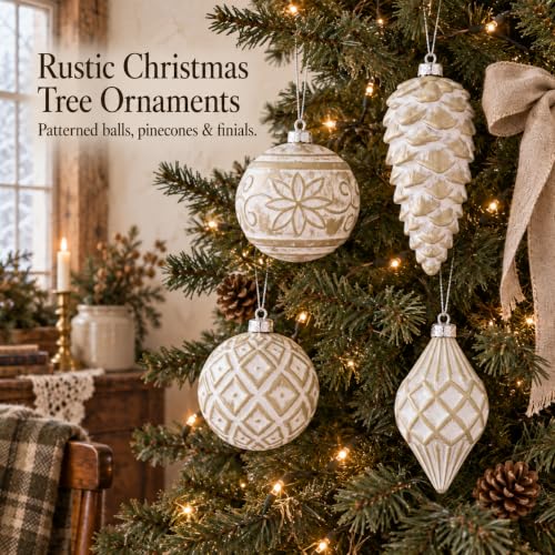 Evernne Rustic Champagne Christmas Ornaments Set 11PCS Large Variant