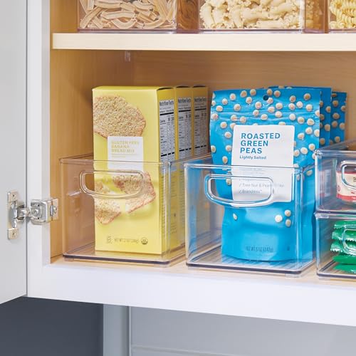 4-Pack Clear Stackable Plastic Storage Bins for Kitchen Pantry Cabinets