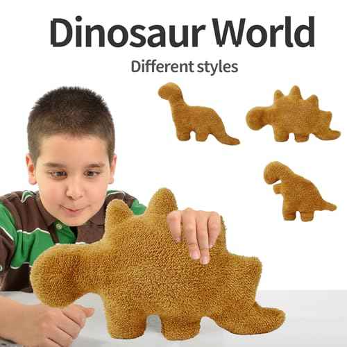 Dino Nugget Pillow, 18 inch Soft Dinosaur Chicken Nuggets Pillow for Birthday Gifts, Dinosaur Theme Party Decorations (Stegosaurus, Small)