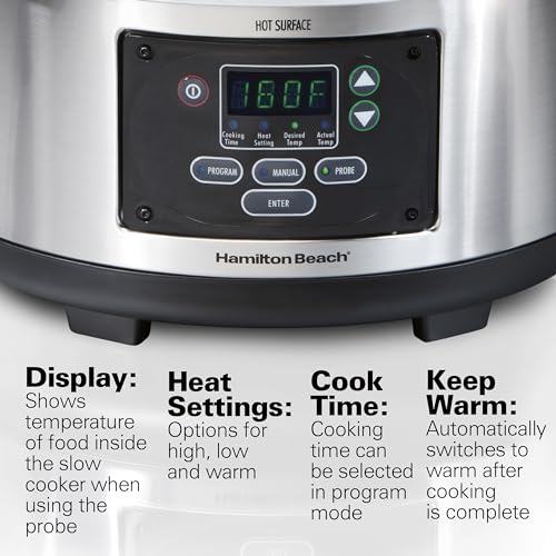 Hamilton Beach Stainless Steel 6-Quart Programmable Slow Cooker Set & Forget