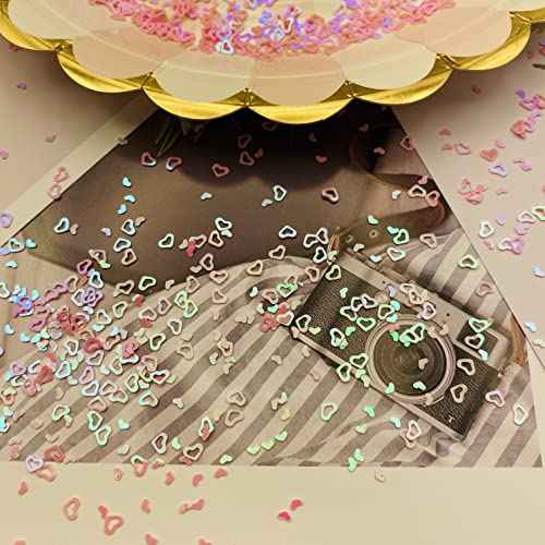 6000 Pieces 3mm Hollow Heart Shaped Glitter Confetti for Tumblers, Slime Supplies, Resin Craft, Festival, Home Party Decorations (Pink)