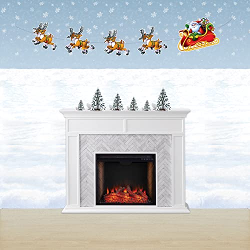 Santa and Reindeer Holiday Streamer - 8 Feet Christmas Decoration for Mantel Wall & Party