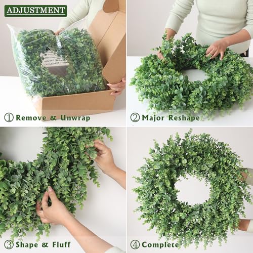 24" Lifelike Touch Artificial Eucalyptus Wreath for Front Door