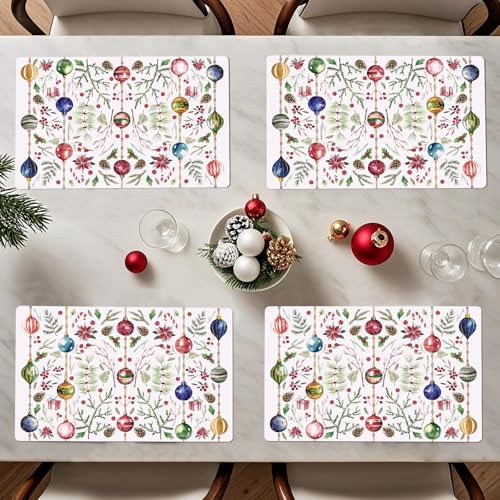 Christmas Placemats Set of 50 - Holiday Table Decor for Xmas Dinner