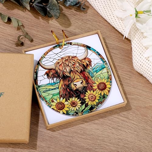 Highland Cow Decor Gifts Stocking Stuffers Highland Cow Ornament Christmas Tree Decorations Ornaments for Living Room Bathroom Decor Bedroom Field Birthday