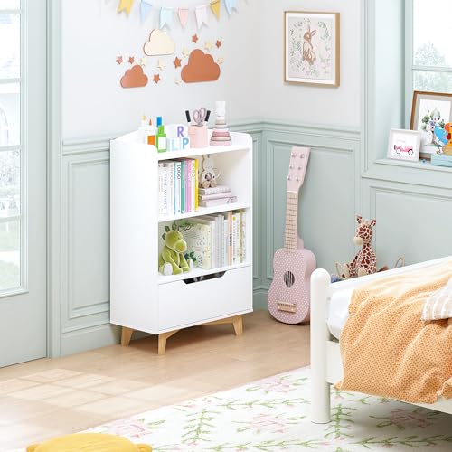 Kids Bookshelf with Drawer - Children's Toy & Book Organizer, Safe & Durable