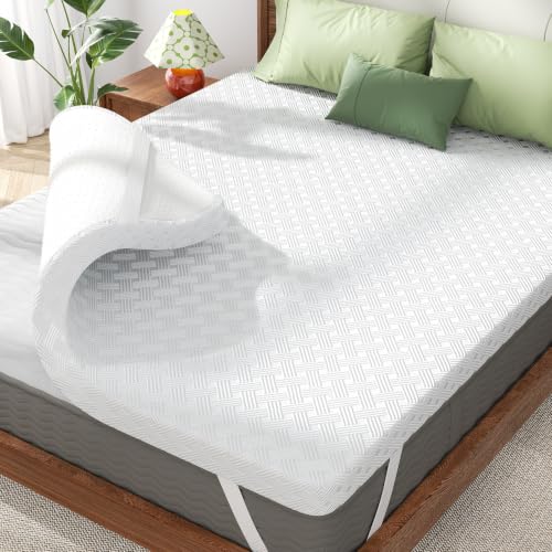 Queen Size Memory Foam Mattress Topper 3in White Gel Support Pressure Relief