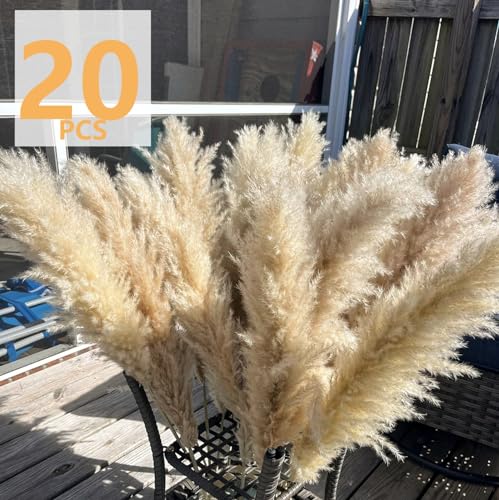 20 Stems 40-Inch Natural Pampas Grass Decor Tall for Boho Wedding Party Farmhouse