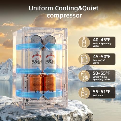 Antarctic Star Black 10L Mini Beverage Fridge with Digital Temperature Control
