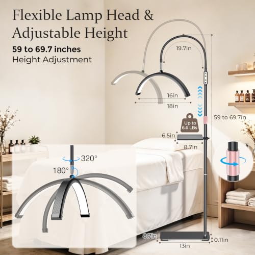 Lash Light with Tool Tray - 2500LM Moon Light for Lash Tech Black