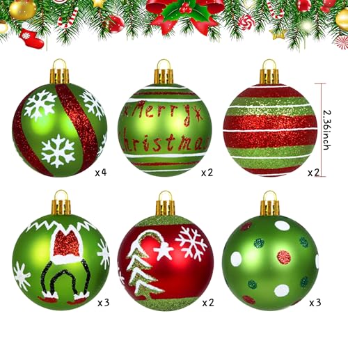 Christmas Decorations Ornaments for Tree - 16Pcs 2.4Inch Red and