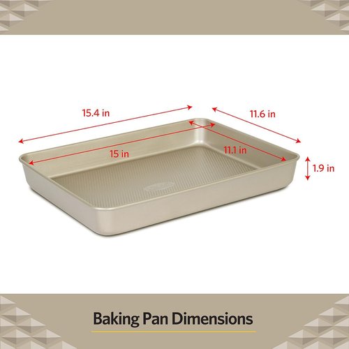 Glad Nonstick Baking Pan - Heavy Duty Oblong Metal Dish for Cakes & Lasagna | Medium Size