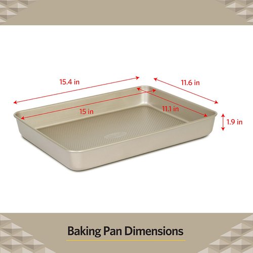 Glad Baking Pan Nonstick - Oblong Metal Dish for Cake and Lasagna - Heavy Duty Carbon Steel Bakeware, Medium
