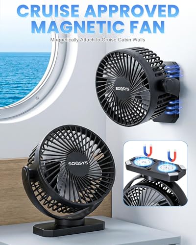 Portable Magnetic Cruise Fan with 12000mAh Power Bank and LED Light