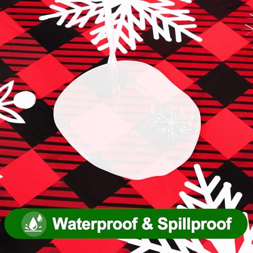 Smiry Black & Red 60" x 120" Wipeable Buffalo Check Vinyl Tablecloth with Flannel Backing