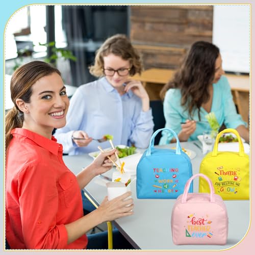 Lively 12-Pack Christmas Teacher Lunch Bags with Thank You Theme - Insulated & Waterproof