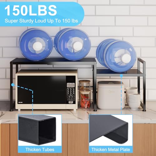 Adjustable Metal Storage Shelves - 44.4 Inch Heavy Duty Utility Rack with 150LBS Capacity - 1 Tier Black Shelving Unit for Kitchen Garage Pantry