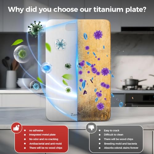 Titanium Cutting Board Set of 3 - Silver BPA-Free Kitchen Chopping Boards M+L+XL