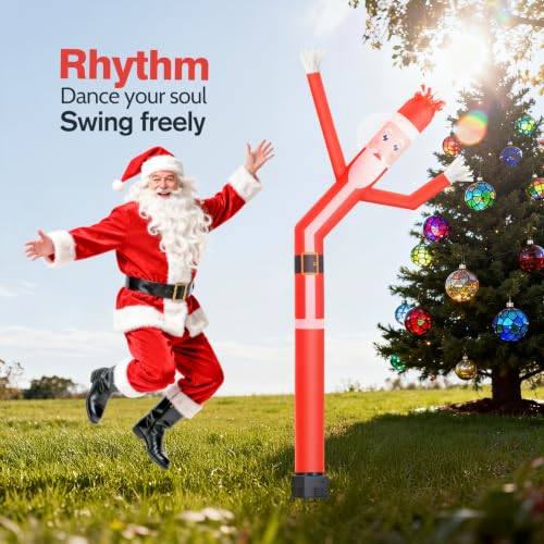 Mkevi 6ft Santa Christmas Inflatable Tube Dancing Man with Blower & Spotlight