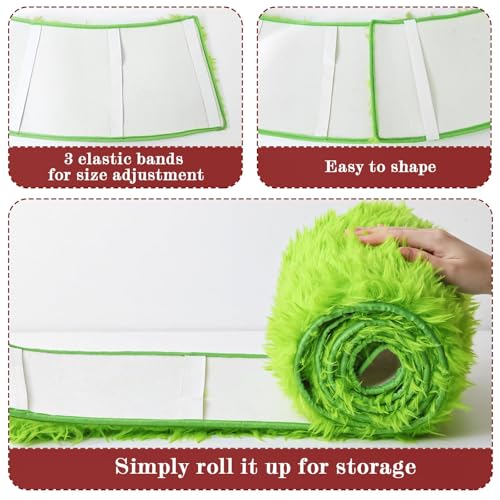Lime Green Faux Fur Christmas Tree Collar | Adjustable Plush Tree Ring