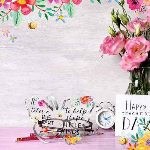 Christmas Teacher Appreciation Gifts for Women Acrylic Thank You Gift from Student for Office Desk Decor Paperweight Keepsake(Vivid Butterfly)