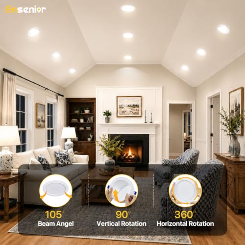 Ensenior 6 Inch Gimbal LED Recessed Light 5CCT Dimmable 12W 1200LM 6 Pack