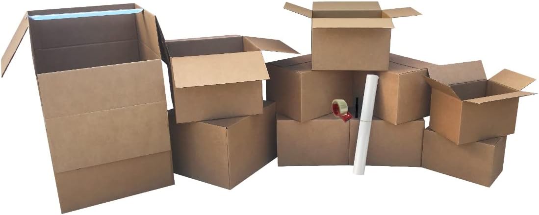 Skiennix Wardrobe Moving Boxes Kit - Small, Medium, Large & Shorty Boxes with Packing Supplies