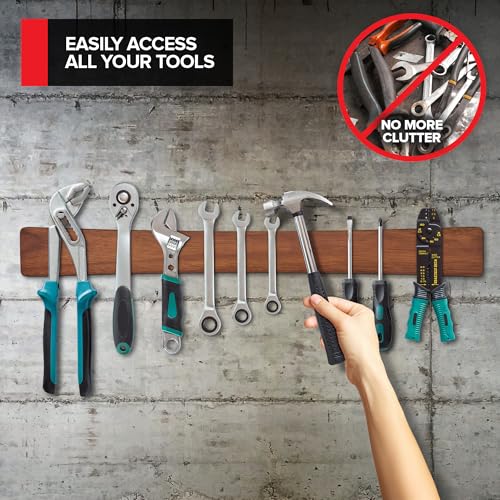 Modern Innovations 24 Inch Acacia Wood Magnetic Knife Strip - Kitchen Organizer
