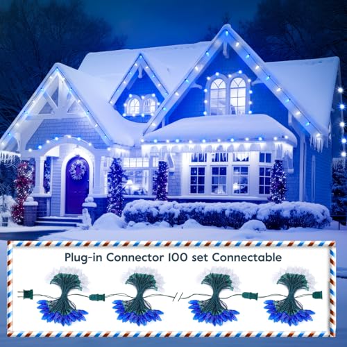 Brightown 2 Pack Blue and White C9 LED Christmas String Lights - 33ft