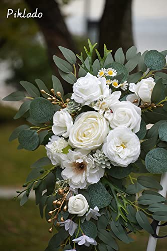 Faux Flower Swag Set for Wedding Arch & Sign Decor - White - Set of 2