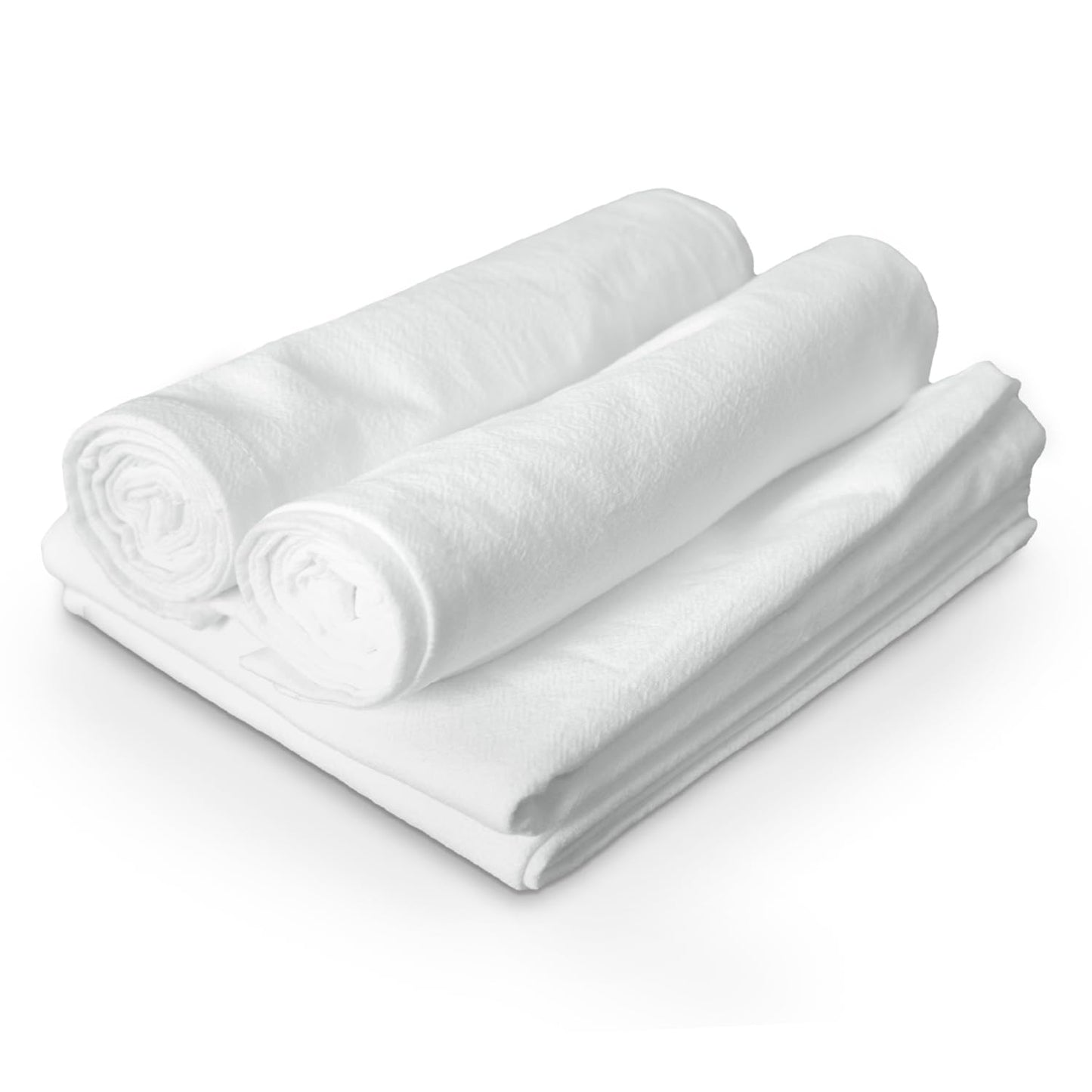 TEXAS LINEN CO. Flour Sack Towels [28" x 28", 12 Pack] Highly Absorbent 100% Cotton White Kitchen Tea Towels for Cleaning & Drying, Bread Proofing, Crafting, Embroidery, Quick Dry Dish Towel Set