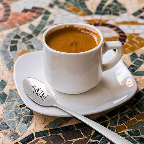 Tea Spoon Gifts for Tea Lover, Tea Time Me Time, Birthday Thanksgiving Christmas Gifts for Tea Lover Mom Dad Grandma Grandpa, Engraved Stainless Steel Tea Spoon Gifts for Women Men Friends