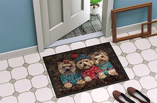 Yorkshire Terrier Christmas Doormat 18x27 Indoor Outdoor Rug with Elves - Caroline's Treasures