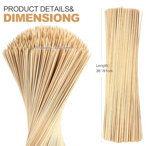 Suclain 36-Inch Long Bamboo Marshmallow Roasting Skewers 500 Pcs for Camping & BBQ