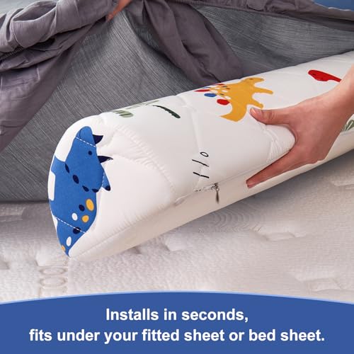 Ceekliybear 2-Pack Dinosaur Toddler Foam Bed Bumpers, Non-Slip Bed Rails for Twin Queen King, 52"x7"x5"