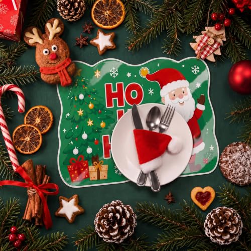 Sunnychicc 6 Pcs Christmas Placemats Set Santa Snowman 11.8 x 15.8 in - Xmas