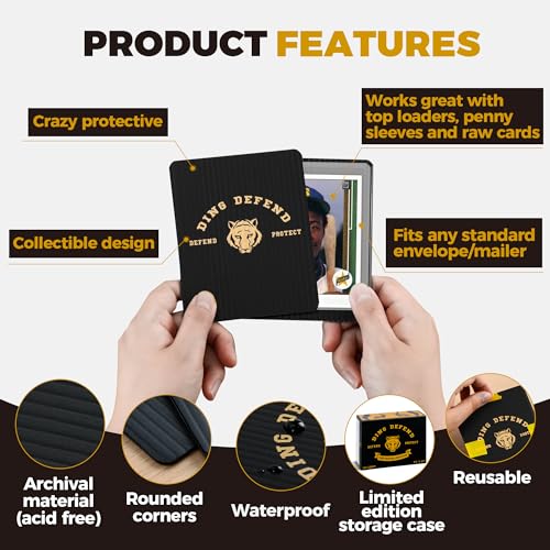 Black 510 Pack Trading Card Protectors - Tiger Design Hard Plastic Card Slabs, 3.5 x 4.5 Inches, Card Mailing & Storage Supplies