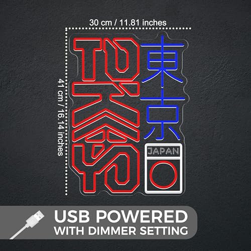 Tokyo Neon Sign Dimmable Vibrant Japanese Kanji Art for Room Decor