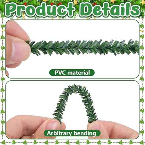codree 150 Pcs Christmas Artificial Pine Wire Hangers, 4 Inch Flexible Pine Needles Decorative Twist Ties, Faux Pines Stems Christmas Ornament Garland Hooks for Xmas Tree Wreath Holiday Party Decor