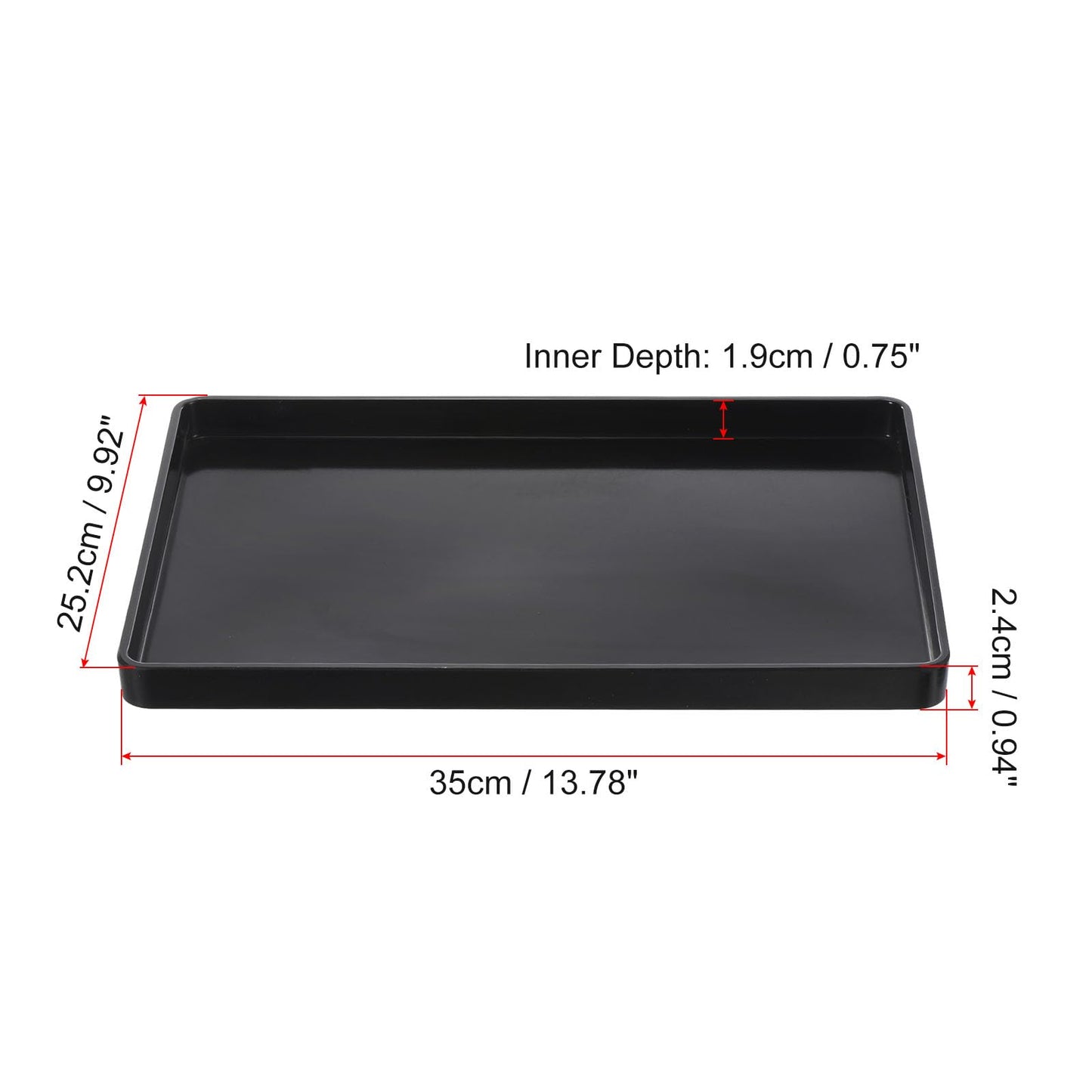 PATIKIL 14x10 Fast Food Tray, Plastic Reusable Multi-Purpose Rectangle Serving Tray Smooth Surface for Restaurant Home Kitchen, Black