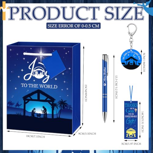 Epakh 120 Pcs Christmas Nativity Gift Set (12 Gift Bags, 12 Bible Verse Bookmarks) 12 Joy Pens