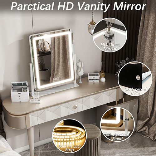 Lighted Vanity Mirror with Lights - 22 Inch LED Makeup Mirror, Dimmable & Touch Control, White Variation