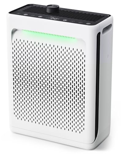 VOOPNU White Large Room Air Purifier with CADR 270, Washable Filter, Sleep Mode