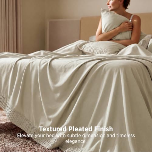 Linen Bed Sheets Set - King Size 4 Pieces, Soft, Breathable, Cooling, Deep Pockets - Variation 03