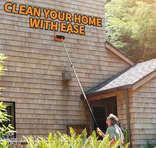 12ft Exterior House Cleaning Brush Set with Extension Pole & Attachments
