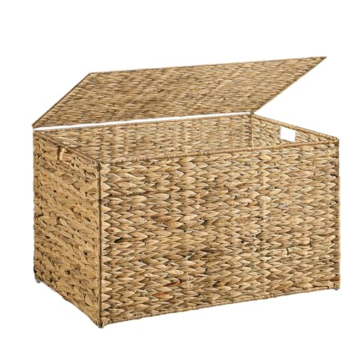 Water Hyacinth Storage Basket with Lid 105L Natural 26x15.7x15.7 Inches