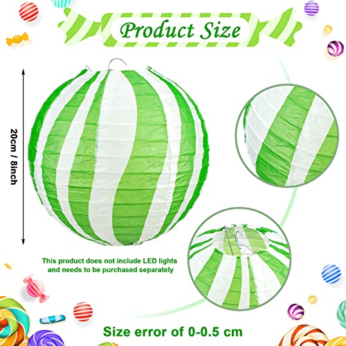 Panelee 12-Pack Christmas Peppermint Paper Lanterns 8 Inch Holiday Decor