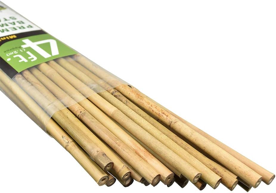 Mininfa Bamboo Garden Stakes - Eco-Friendly 4 Feet Plant Supports for Tomatoes, Trees & Beans | 25 Pack