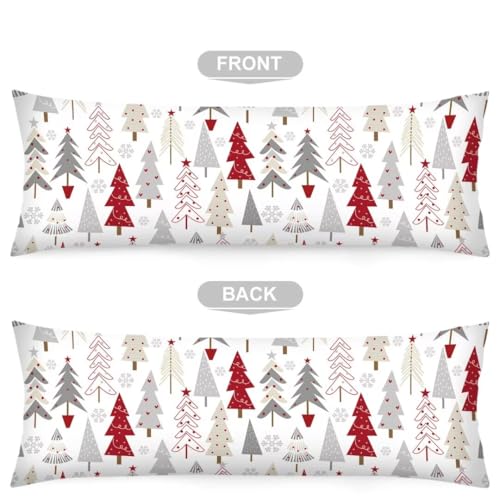 MATEKULI Christmas Body Pillow Cover 20x54 Grey White With Zipper