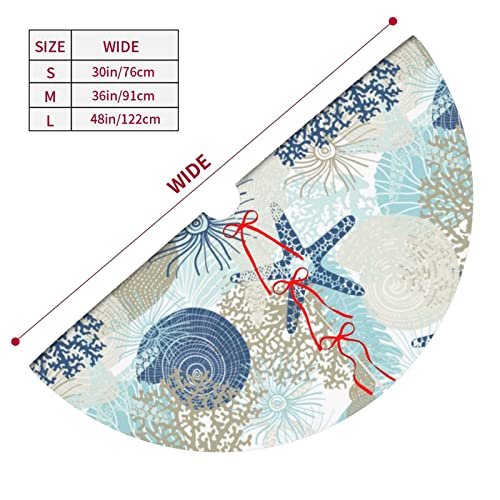 Subvcik Starfish Christmas Tree Skirt 36 Inch Holiday Decor Style6
